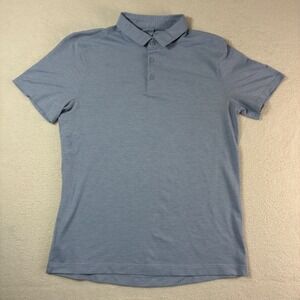 Lululemon Evolution Polo Shirt Mens Medium Blue Preppy Stretch Golf Tennis ABC